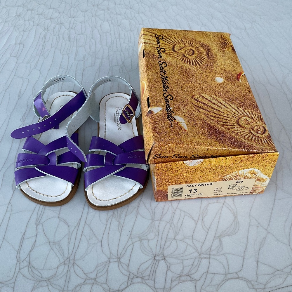 Salt Water Sun San purple sandals toddler girl size 13, new in box